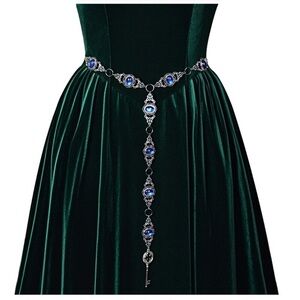 New Renaissance Silver Bead Western Chain Belt Medieval Jeweled Waist